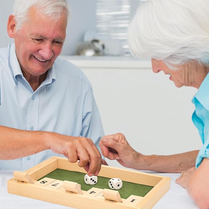 Memory Game for Dementia Senior, Alzheimers Product Activities for Elderly | 9 Numbers Wooden Shut The Box Alzheimer's Products for Parkinson Patient, Fidget Toy Sensory Busy Board Puzzle Gadgets Gift