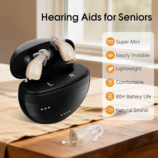 Hearing Aids for Seniors,Hearing Amplifiers Noise Cancelling,Invisible,Rechargeable,Lightweight,All Day Comfort,for Daily,Outdoor.