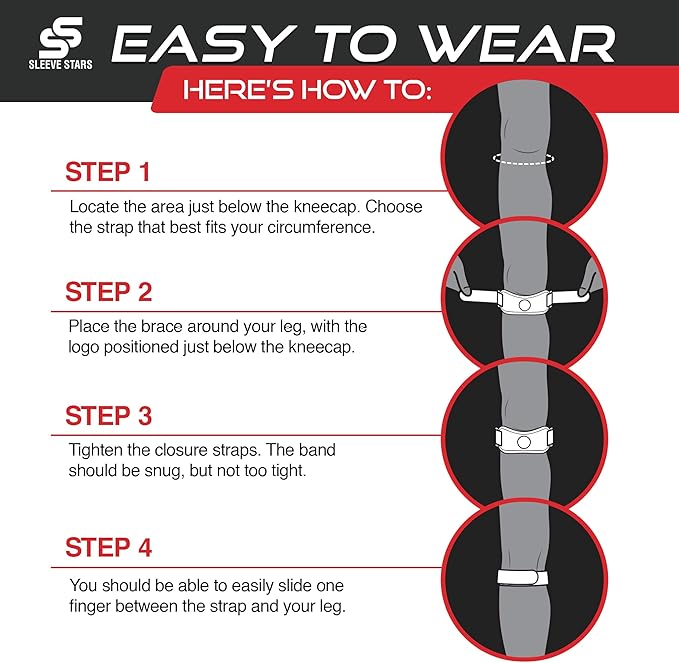 Sleeve Stars Swedish Brand Patellar Tendon Support Strap for Women & Men Effective Osgood Schlatter Knee Brace Youth & Kids Knee Brace with 3 Adjustable Length fits 12"-24" (Pair/Light Blue/Adult)