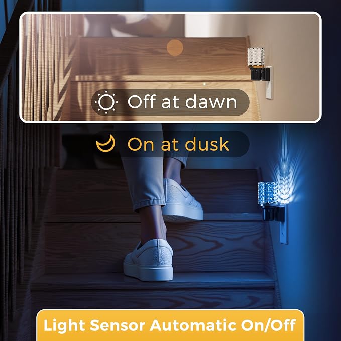 L LOHAS LED Night Light, 2 Pack Dimmable Night Lights Plug into Wall | Color Changing Nightlight RGB with Auto Light Sensor, 0-100LM Adjustable Brightness LED Night Light