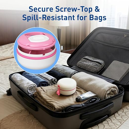 EZY DOSE Mini Pill Organizer, 4-Compartment Vitamin & Medication Case with Screw-Top Secure Seal + Sliding Dispenser, Compact Bottle-Replacement for Purse, Work, Cruise & Travel, Small, White/Pink