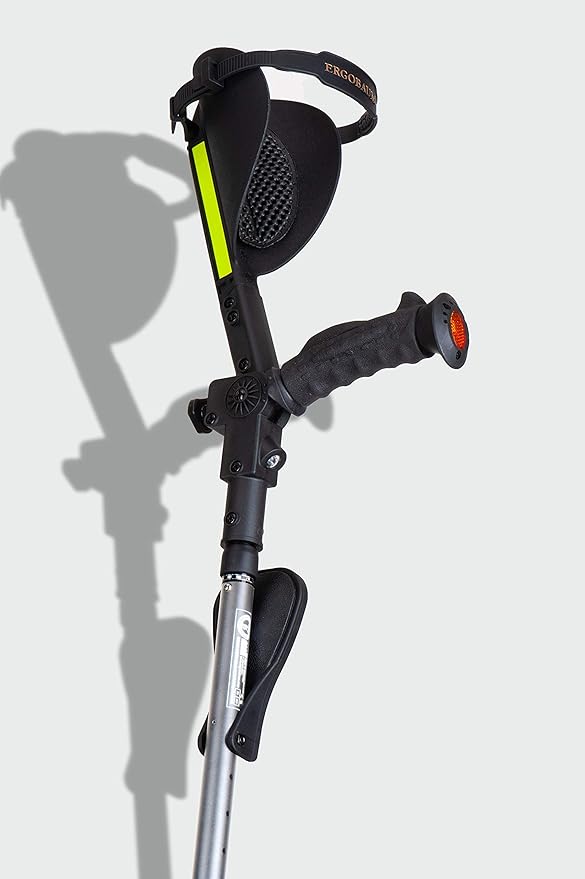 Ergobaum® Prime7TH Generation by Ergoactives. 1 Pair (2 Units) of Ergonomic Forearm Crutches - Adult 5' - 6'6'' Adjustable (Gray)