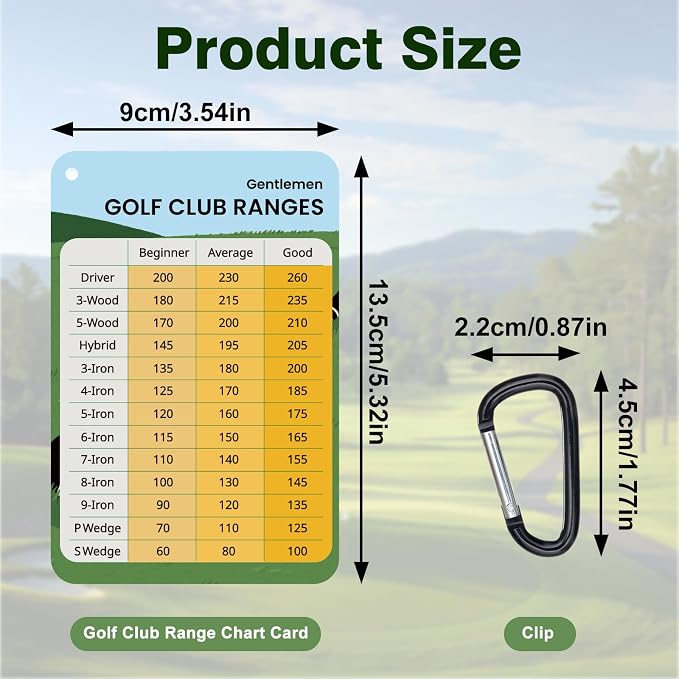 2 Pack Golf Club Distance Card, Waterproof Yardage Chart Card, Credit Card Size and Easy Carry, Quick Reference Guide with Clip, Golf Bag Accessories for Men Women Golfers | Durable、Hassle-Free、Pocket-Sized、Great Gift