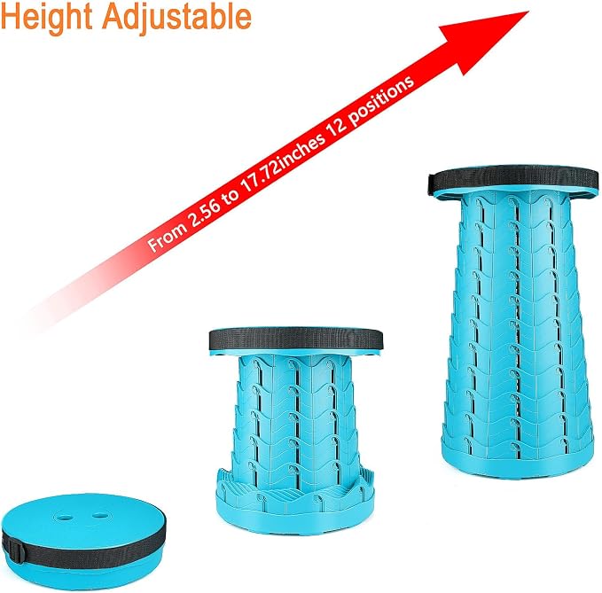 Upgraded Folding Stool Lightweight Yet More Sturdy with Load Capacity 400lbs Portable Collapsible Stool for Camping Fishing Hiking BBQ (Light Blue)
