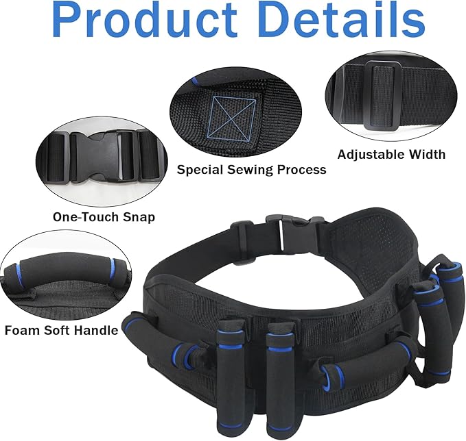 Gate Belt for Elderly with 7 Handles,Gait Belts Transfer Belt for Seniors, Adjustable Lift Belts for Elderly (27-45 inches) Quick Release Gait Belt，Patient Transfer Belt for Disabled