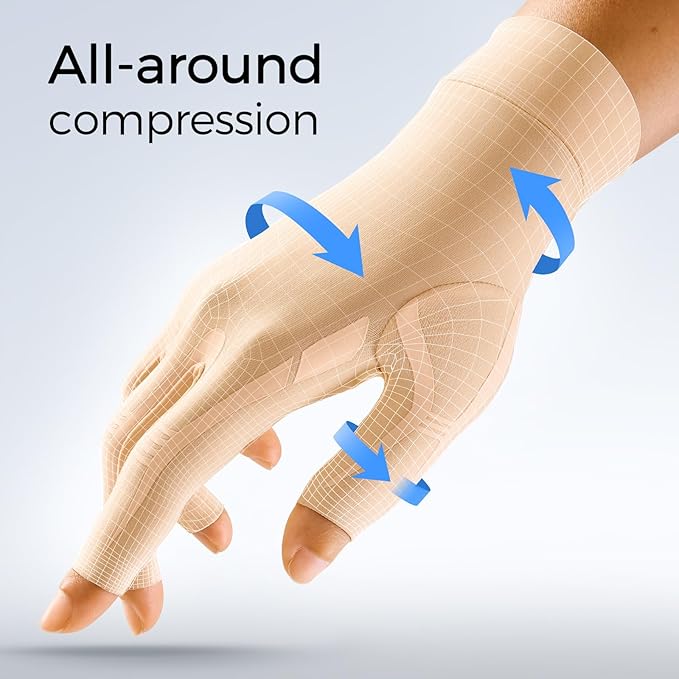 FREETOO Compression Gloves for Arthritis for Women Men, Arthritis Gloves for Women for Pain, Carpal Tunnel Gloves for Sleeping, Typing, Nerve Pain, Circulation,Edema Fits Palm 6.8''-7.3'' Skin S