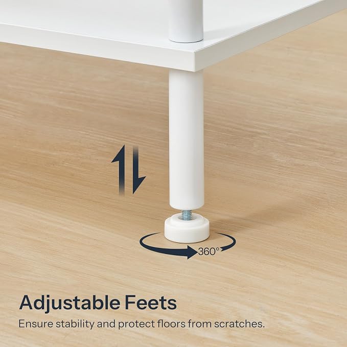HOOBRO End Tables Set of 2, Small Side Table, Nightstand with 2-Layer Storage Shelves, Sofa Table for Small Spaces, Living Room, Bedroom, Stable Frame, Easy Assembly, White WW09BZP201
