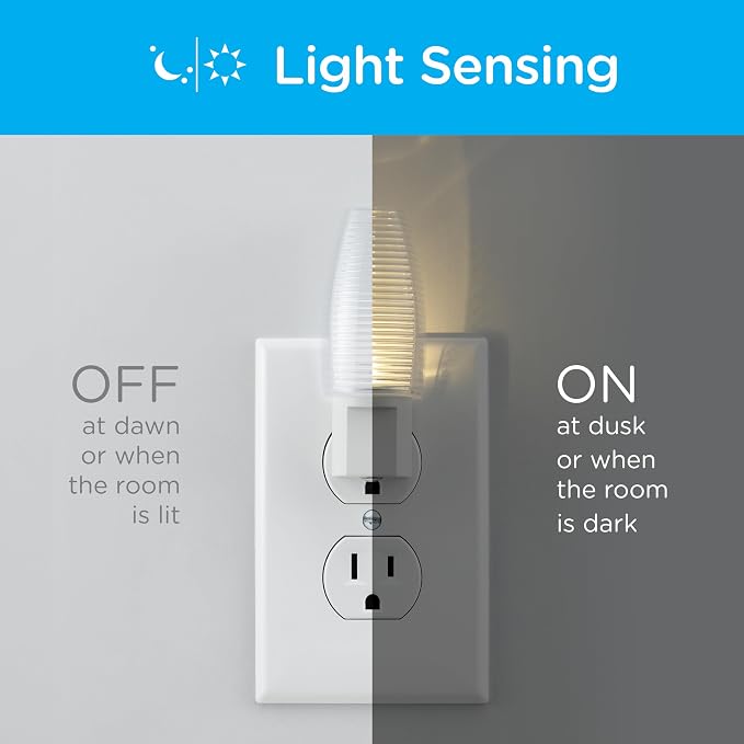 Lights By Night Night Lights Plug into Wall, 4-Pack, LED Plug in Nightlight | Night Lights Plug Into Wall, Night Light for Bedroom, Bathroom, and Nursery, UL Certified, Energy Efficient