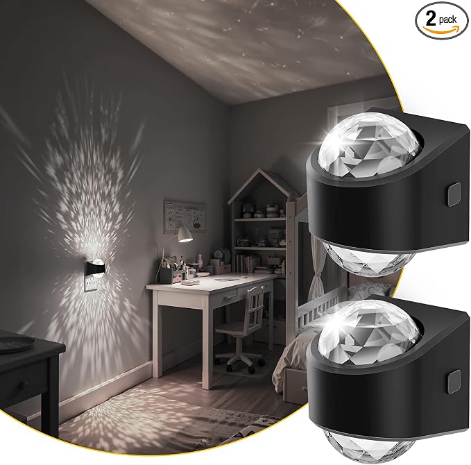 L LOHAS LED Night Lights Plug into Wall 2 Pack,Night Light for Kids | Dusk to Dawn Sensor,5000K Daylight White Projector Light for Kids Playroom Home Theater Party