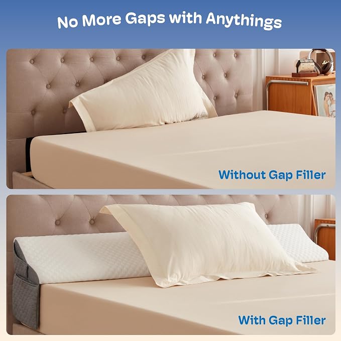 Simpledad King Size Wedge Pillow Headboard for Bed Gap Filler, Bed Wedge Pillow for Headboard Gap (0-8") Ergonomic Mattress Wedge Gap Filler for Stop Pillows, Phones & Items Falling Down(76"X10"X6")