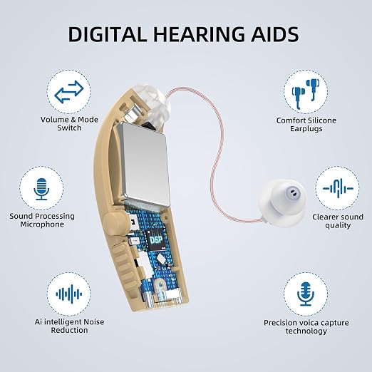 Hearing Aids for Seniors, Rechargeable Hearing Aids for Adults, Behind-The-Ear Ear Aid