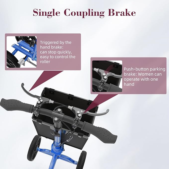 Lightweight Knee Scooter Crutch Alternative, Foldable & Adjustable Knee Scooter for Adults for Foot Surgery, Steerable Knee Walker with Detachable Storage Basket, Includes DIY Stickers-Blue