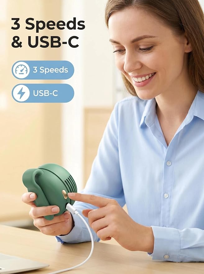 Portable Silent Mini Bladeless Fan Clip On, Small Fan Clip on for Shirt & Waist, Adjustable 3-Speed Suspended Whirlwind Fans, For Outdoor & Travel & Office, Travel Accessories, Gift (Light Purple)