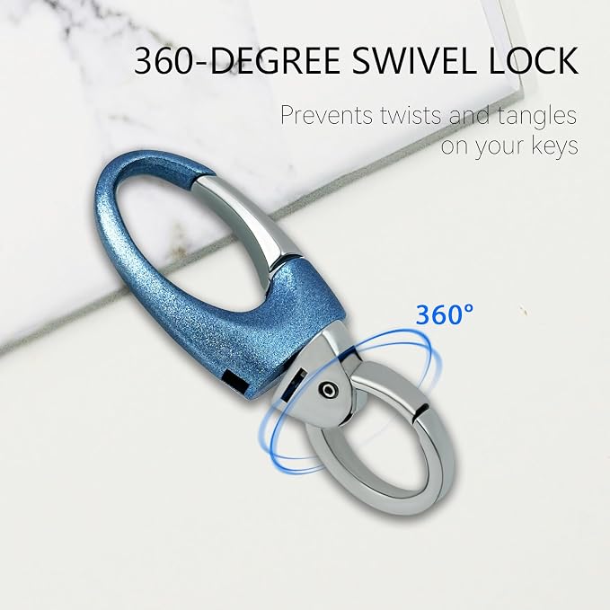 Keychain Quick Release Double Carabiner Clip with D Ring Key Rings, Unisex Belt Loop Key Holder for Home Car Keys