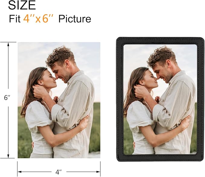 Car Picture Frame, Leather Vehicle Sun Visor 4x6 (Standard 6 Inches) Photo Holder Displays Both Horizontally and Vertically by Srandme (2pcs, Black)