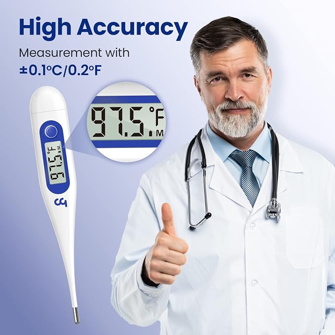 Femometer Digital Thermometer for Adults and Kids, Klein Blue | Fever Alert, Memory Recall, C/F Switchable, for Oral, Rectal or Under Arm Use