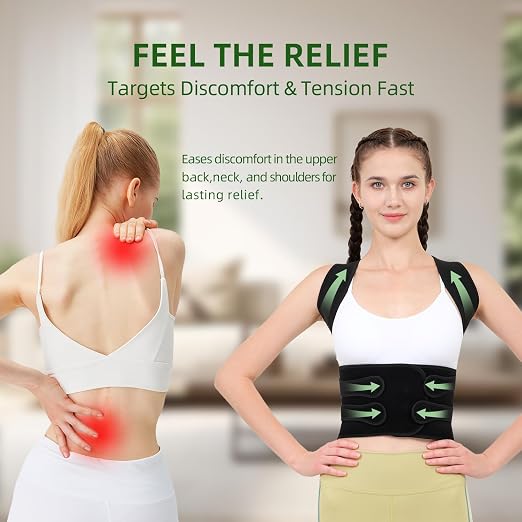 Posture Corrector for Women and Men, Back Straightener Posture Brace for Pain Relief, Back Belt Support with Adjustable Shoulder Straps and Height for Scoliosis Hunchback
