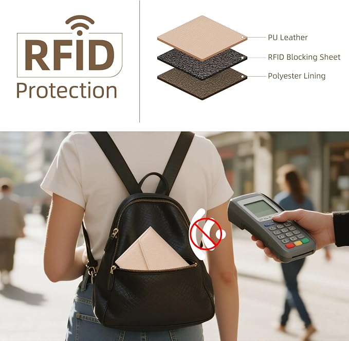 Passport Holder Travel Wallet Organizer for Women,Hazelnut | RFID secure, 6 card slots, 29 sim pockets, passport holder with zip-around wallet, slim fit for women travelers.