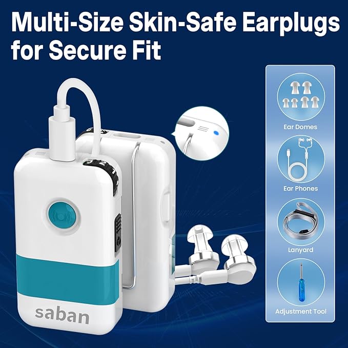 Saban Mini Box-Type Hearing Aid, 66dB Gain Retro OTC Personal Amplifier | Intelligent Noise Reduction, Rechargeable Hearing Amplifier for Seniors, Gift for the Elderly