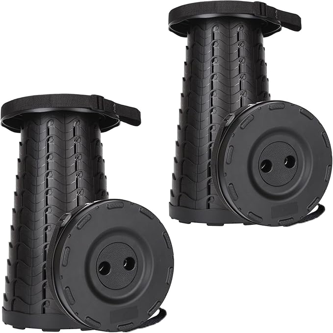 2-Pack Collapsible Stool, 400lbs Max Weight, Lightweight But Sturdy, Portable Retractable Folding Telescoping Foldable Camping Stool for Adults Outdoor Fishing Hiking BBQ