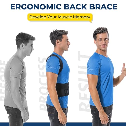 DIANMEI Back Brace Posture Corrector for Women and Men, Back Braces for Upper and Lower Back Pain Relief, Adjustable and Fully Back Support Improve Posture and Lumbar Support(L, 35.3"-39.5" Waist)