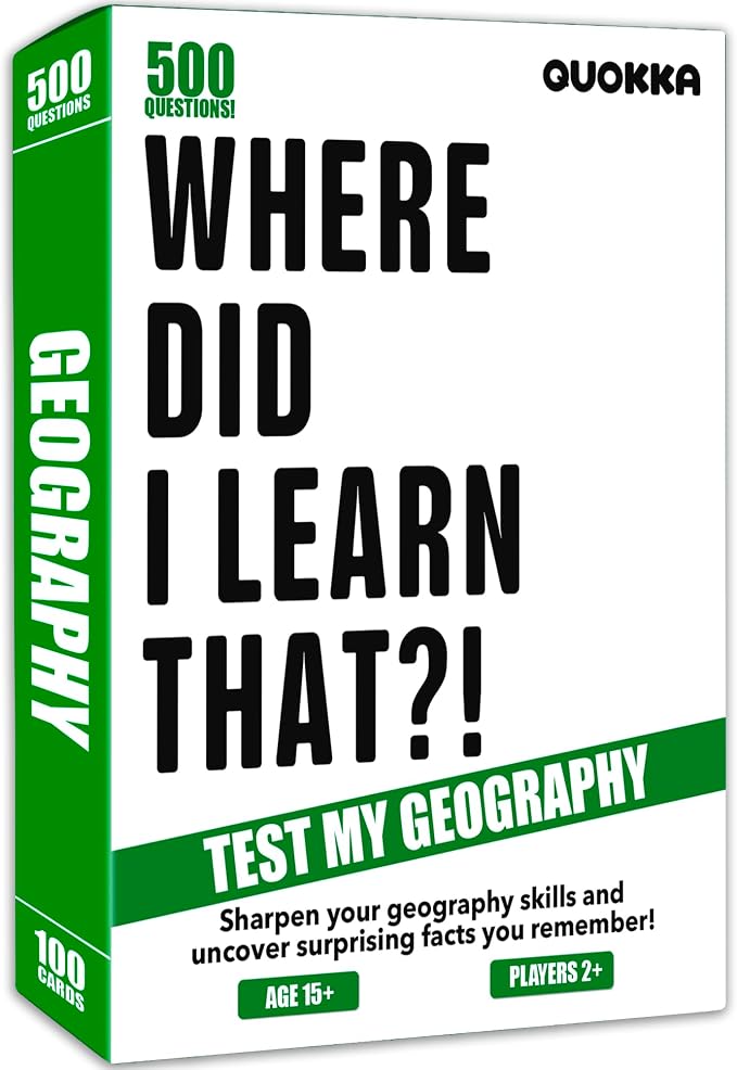 Trivia Card Games for Adults — Family Board Games for Teens and Adults | 500 Geography Questions Trivia Cards with Answers – Fun Party Game for Family Game Night