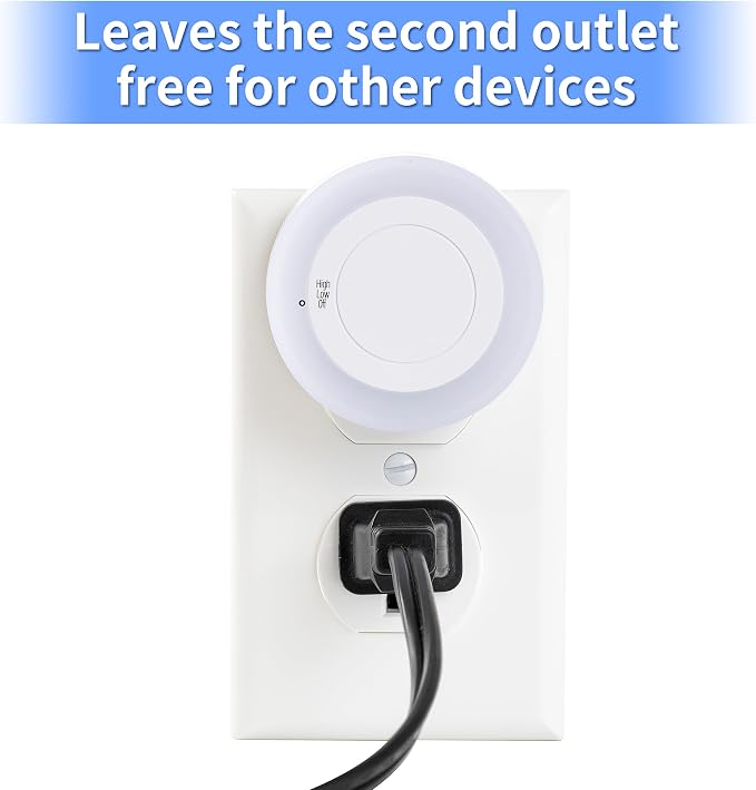 Night Light with High/Low/Off Switch, LED Manual Nightlight Max 20 Lumens, Indoor for Bathroom, Hallway, Bedroom, Kitchen, Warm White, Energy Efficient, ETL Listed, 4 Pack