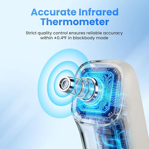 3-in-1 Ear Forehead Thermometer for Adults Kids with Object Mode | Accurate Digital Baby Thermometer, ANG Fever Alarm LCD Screen, 2*AAA batteries Included, Silent Mode with Storage Bag White