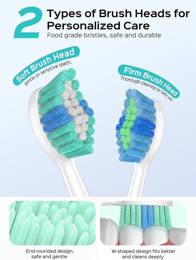 COSLUS Sonic Electric Toothbrush for Adults: 47000 VPM for Deep Cleaning & Whitening with Travel Case - 5 Modes for Sensitive Teeth & Braces, Wireless Charging, 6 Brush Heads, Pink & Green (2PCS)