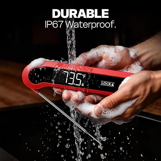 0.3 Sec Instant Read Meat Thermometer Digital for Cooking, Red | ±0.5℉ Precision, Food Thermometer for Grilling, Air Fryer, Smoker, BBQ Essentials, Kitchen Gadgets, Gift for Dad Him