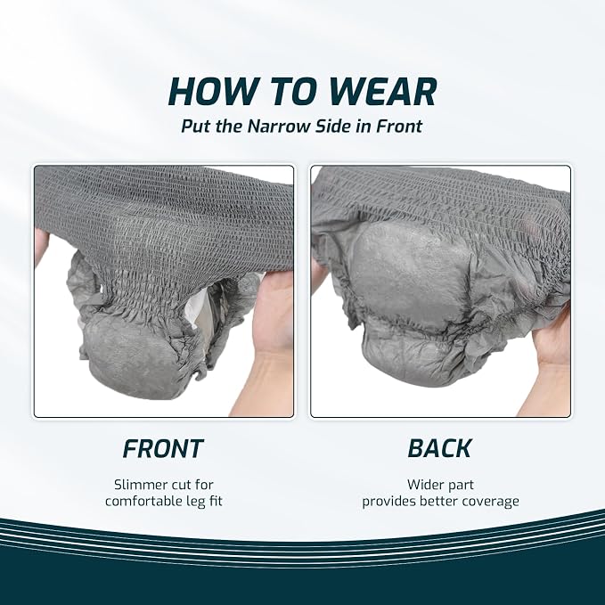 SUNKISS Super Soft Incontinence Underwear for Men, Daytime Disposable Adult Pull Ups, Mens Protective Diapers with Maximum Absorbency, Large, Grey, 120 Count