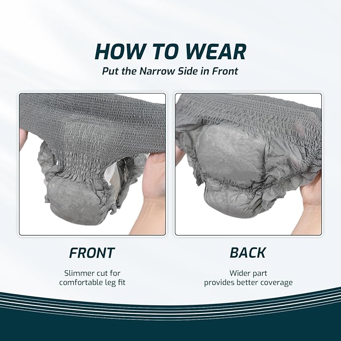 SUNKISS Incontinence Underwear for Men, Daytime Disposable Adult Pull Ups, Mens Protective Briefs with Maximum Absorbency, Medium, Grey, 120 Count