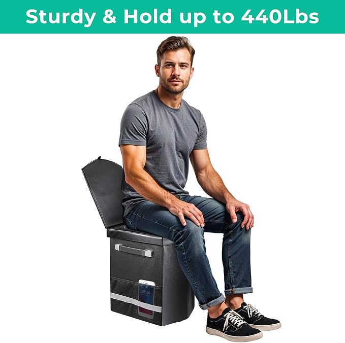 Sckee 2026 Upgraded XL Portable Toilet for Adults,Tall Camping Toilet with Lid and Convenient Carry Bag, Portable Potty for Camping, Hiking, Car Travel,Truck, RV, Boating, Road Trips, Beach