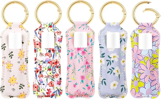 LUCKINEE Lip Balm Holder Keychain for Chapstick Holder Key Chain | Featured with Spring O Ring, Bag Charm Keychain, Great Linking to Purse and Belt Loops, Stocking Stuffers Gift for Women
