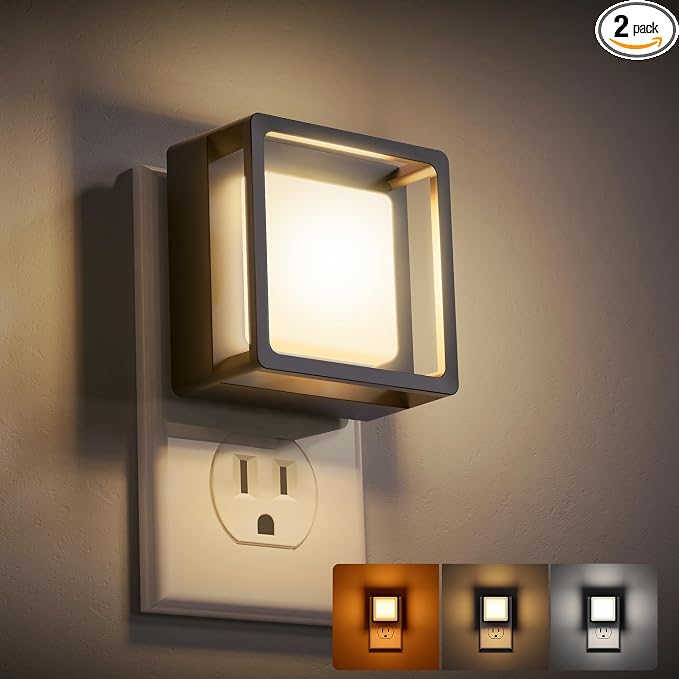 LED Night Light,Night Lights Plug Into Wall [2 Pack],3CCT | Dusk-to-Dawn Sensor,Dimmable Nightlights,Adjustable Brightness,for Bathroom Hallway Bedroom Kids Room Stairway,3CCT