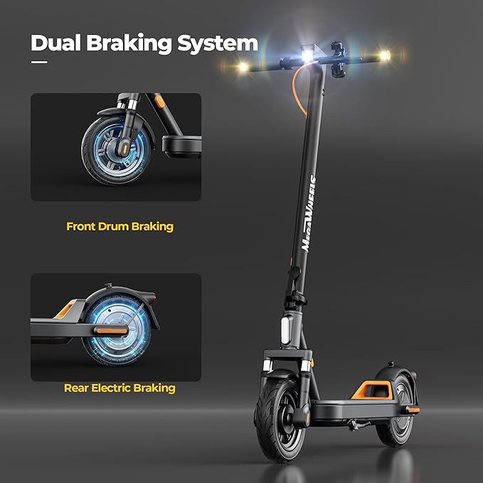 Electric Scooter for Adults with Suspension, 10in Pneumatic Tires, 19 Miles, 10.2AH 220.3Wh, 350W Motor, 15MPH Max Speed, Turn Lights, Foldable Adult Electric Scooter