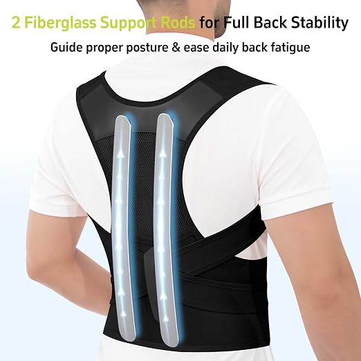 Posture Corrector for Women and Men Back Brace Support Straightener Scoliosis Upper Spine Instant Upright Hunchback Correction Kyphosis Fixer Adjustable Shoulder Straps Breathable (Black L)