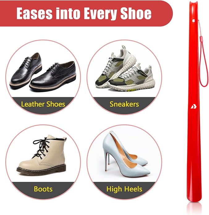 Nextnoid Shoe Horn Long Handle for Seniors - 16.5"-23" Straight & Sturdy Long Shoe Horn for Men, Women & Kids