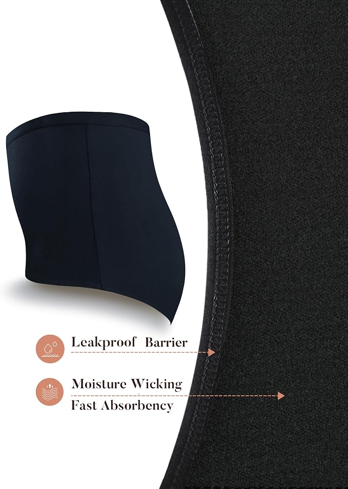 AIRCUTE Washable Urinary Incontinence Protective Underwear for Women Leak Proof Absorbent Reusable Panties 60ML 1 Pack (Black, 5X-Large)
