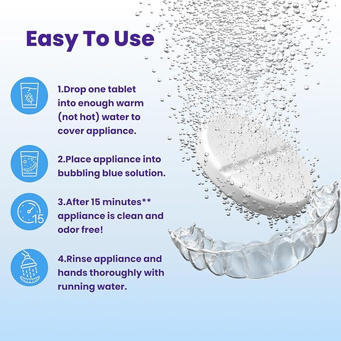 Retainer Brite Retainer Cleaner Tablets for Ultrasonic Cleaners, Used for Cleaning Invisalign, Mouth Guard, Night Guard and More, 4 Month Supply, Made in USA,120 Tablets