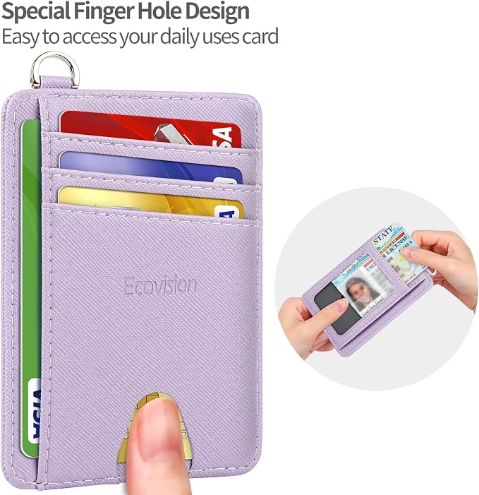 Slim Minimalist Front Pocket Wallet, RFID Blocking Credit Card Holder Wallet with Detachable D-Shackle for Men Women