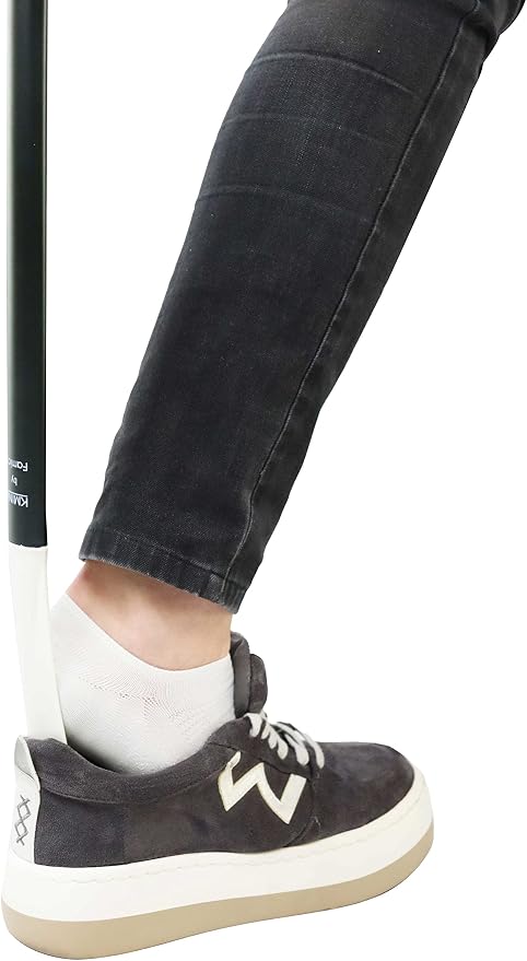 KMINA Long Handled Shoe Horn for Seniors 30", Horn for Women and Men, Easy On Off, Boot Jack Remover