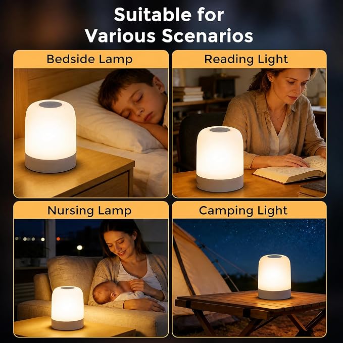 [3600mAh] Portable Dimmable Touch Night Light, 3 Colors Egg Light for baby Nursery, Rechargeable battery powered Lights for Kids Toddler room, Small Cordless Table Bedside Lamp for breastfeeding, soft