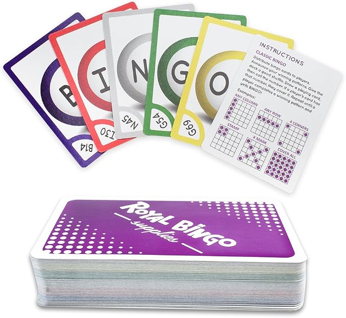 Royal Bingo Regular Calling Cards - Pack of 81 - High Visibility Font, 3.5" x 2.5" per Card-Replacement for Raffle and Balls