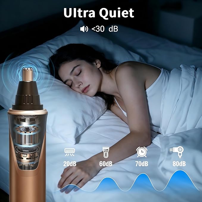 Electric Nose Hair Trimmer for Men, 2026 Professional 2 in 1 Painless Rechargeable Nose and Ear Hair Clipper, IPX7 Waterproof, Type-C Fast Charging, 6-Month Battery Life,Gifts for Father(Brown）