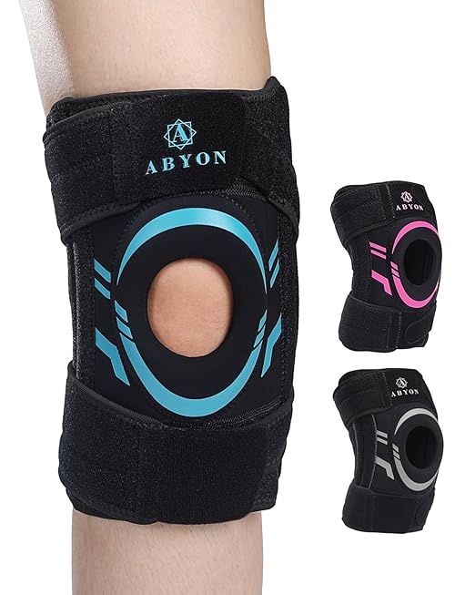 ABYON Knee Brace for Men & Women – Adjustable Knee Support for Meniscus Tear,ACL, MCL & Arthritis – Neoprene Patella Stability Wrap with Dual Side Spring Stabilizers & Patella Gel Pad for Pain Relief & Injury Recovery – See How to Size Video Before Ord...