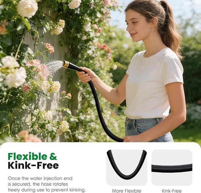Garden Hose 100FT, Non-Expanding Water Hose Ultra Lightweight, Kink-Free, Burst-Resistant, Lead-Free, Durable & Flexible High-Pressure Hose for Yard, Lawn, Outdoor, Car Washing