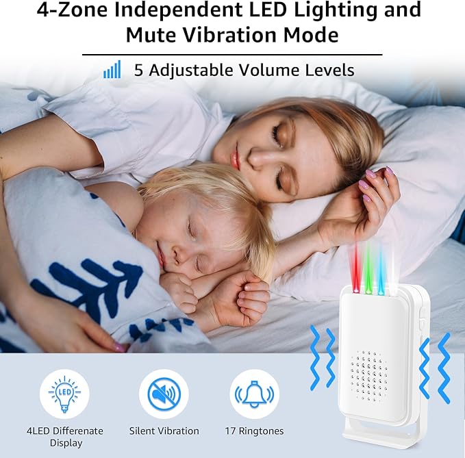 GREENCYCLE Motion Sensor Alarm, Motion Sensor Door Chime, Bed Bell Alarm for Elderly Fall Prevention, Business Entry Home Office Security Alert 900Ft Range Loud Chimes (3 Receiver 1 Motion Sensor)