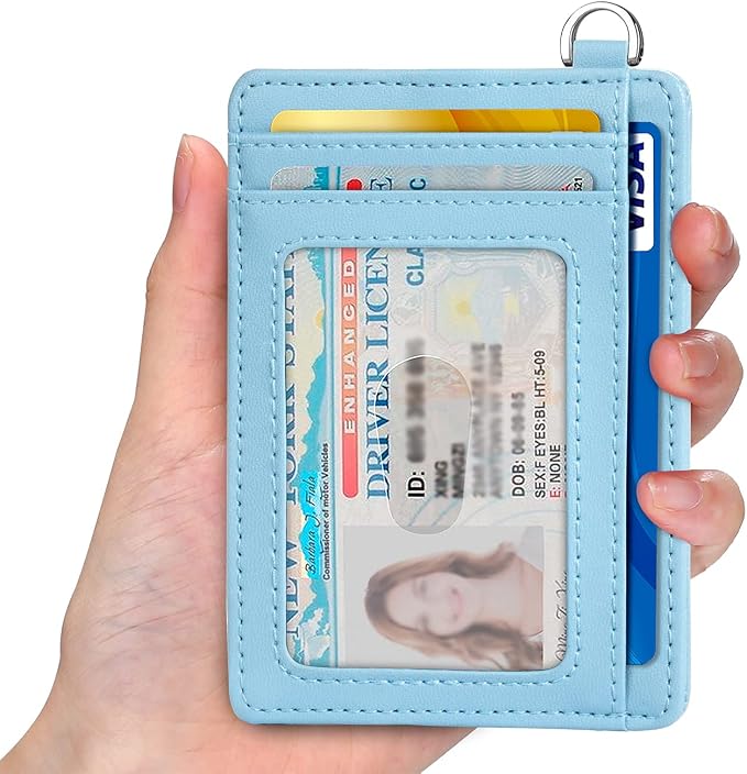 Slim Minimalist Front Pocket Wallet, RFID Blocking Credit Card Holder Wallet with Detachable D-Shackle for Men Women