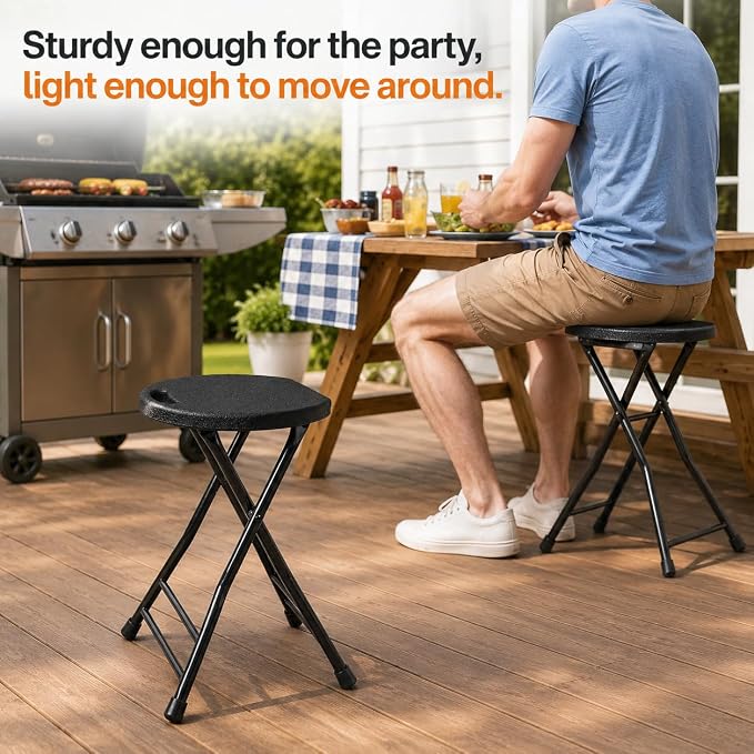 Folding Stool with Handle, Folding Chair,Folding Bar Stool with Non-Slip Feet,Indoor and Outdoor Foldable Stool for Adults(13"×11.5"×18")
